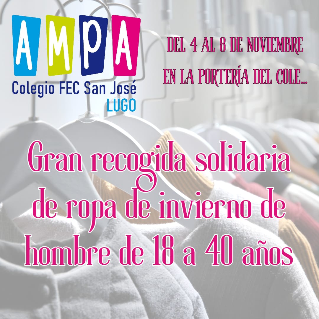 GRAN RECOGIDA SOLIDARIA DE ROPA DE INVIERNO  ROPA DE HOMBRE DE 18 A 40 AÑOS